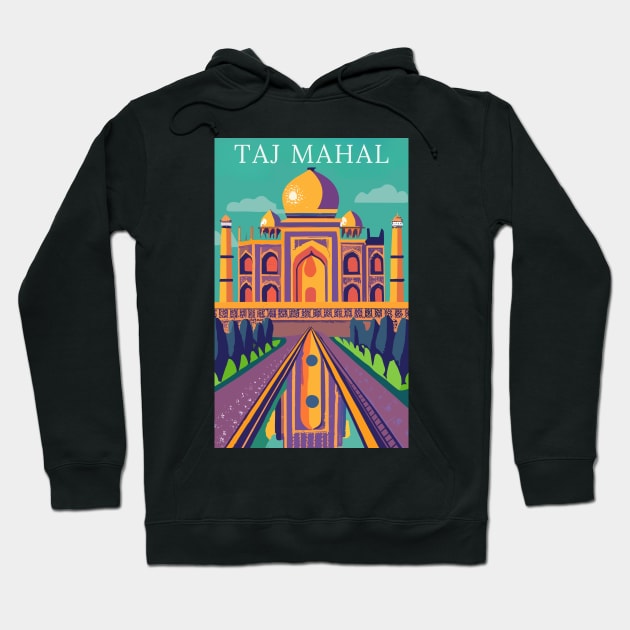 A Vintage Travel Art of the Taj Mahal in Agra - India Hoodie by goodoldvintage